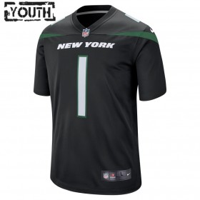 Camiseta Niño New York Jets Zach Wilson 1 Nike Negro 2021 NFL Draft